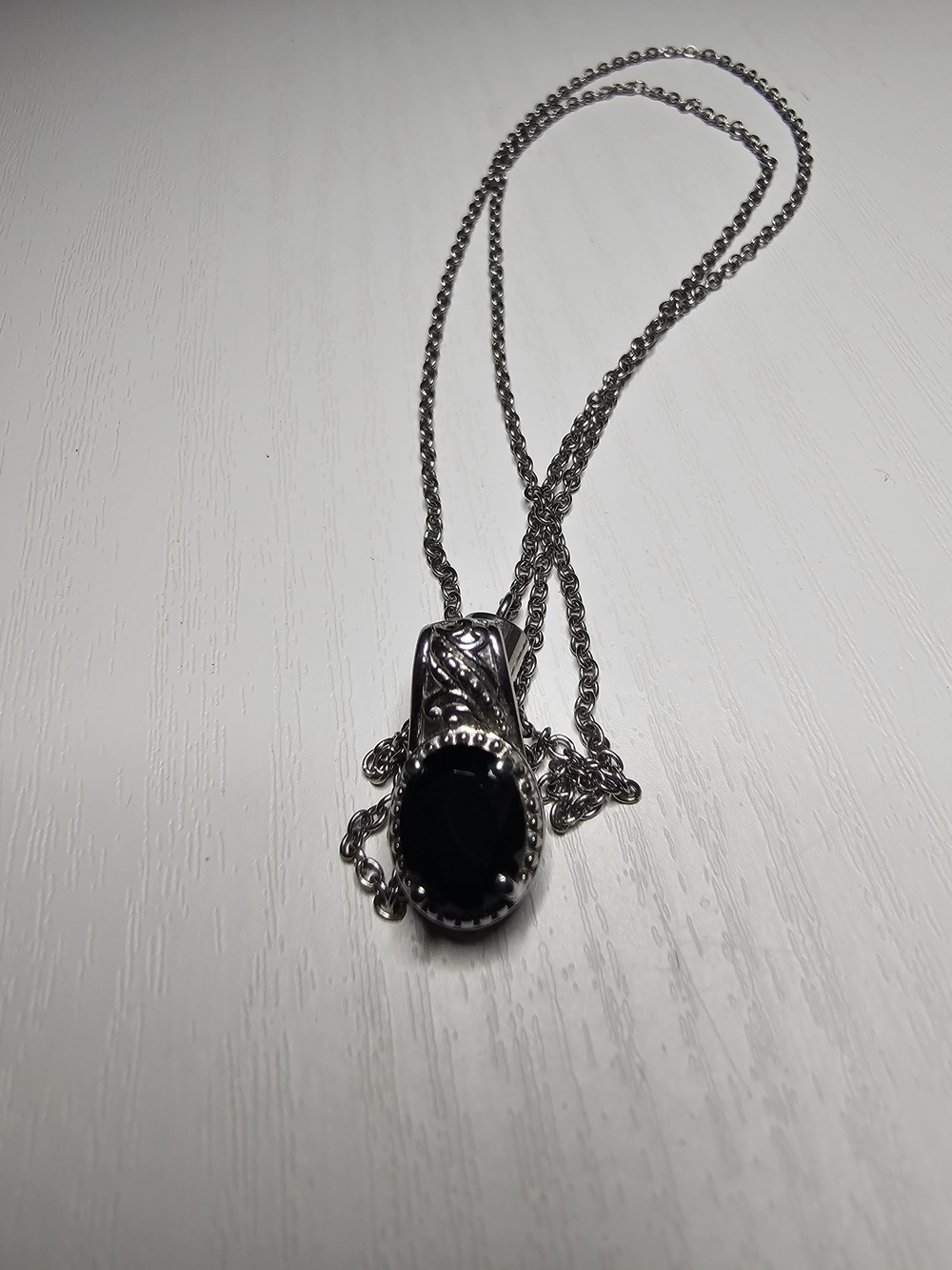 Thai Black Spinel Solitaire Pendant